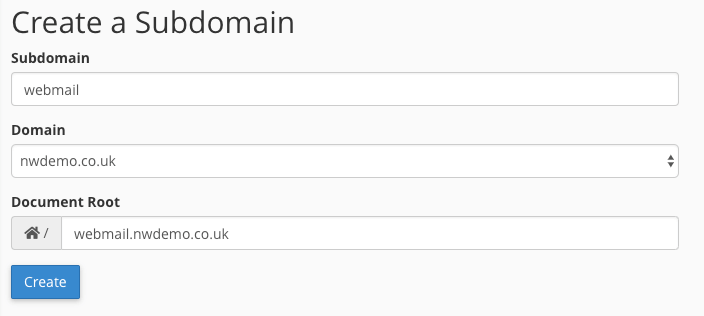 Webmail Subdomain