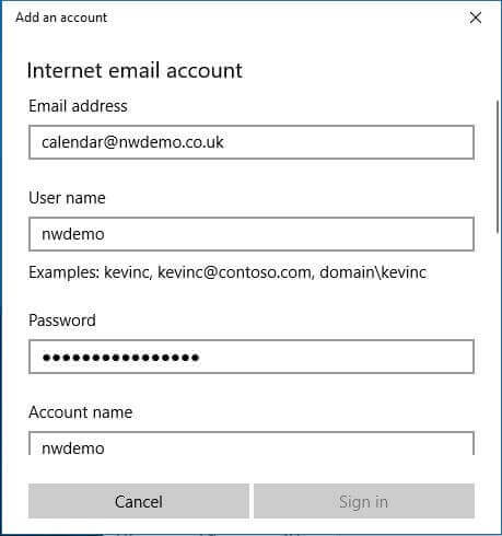 Internet email account