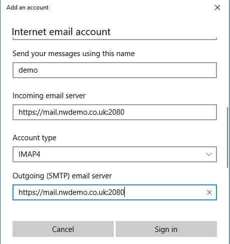 Internet email account