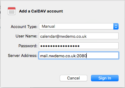CalDav Account