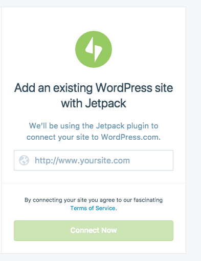 Add an existing WordPress site with Jetpack