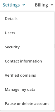 Beneath settings select 'Verified domains'