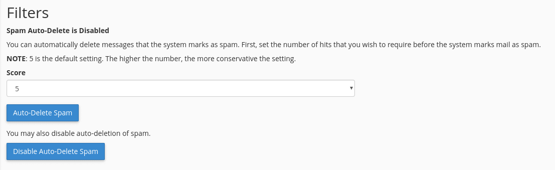 Auto delete spam setting