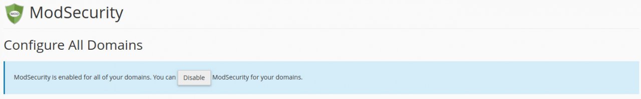 Configure ModSecurity on all domains