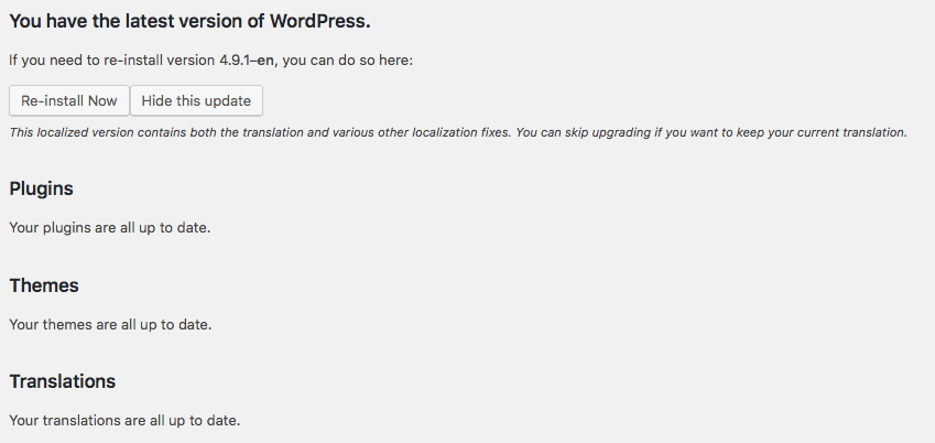 wordpress update